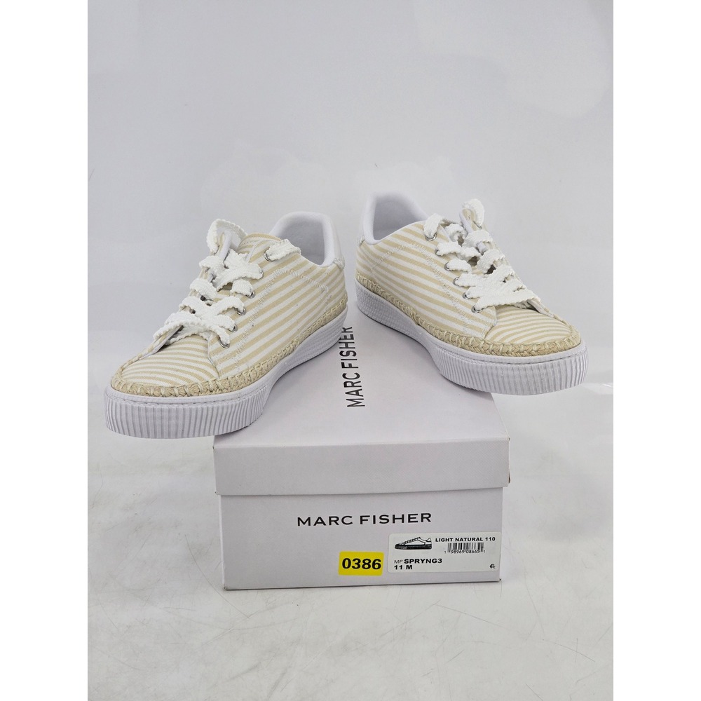 Marc Fisher Spryng3 Sneakers Womens 11 Light Natural Tan Striped Espadrille New